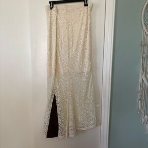 Ashley Stewart Cream Lace Maxi Skirt